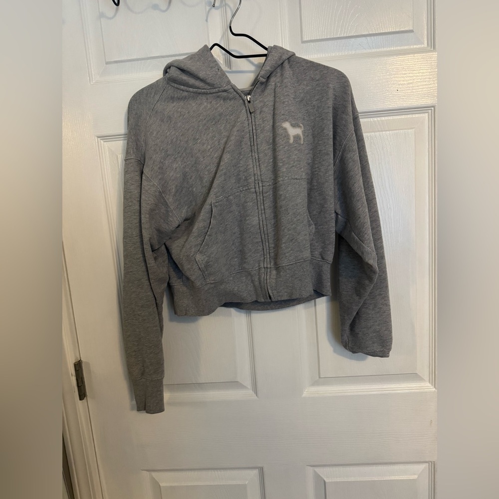 PINK VS Women's Light Gray Zip Jacket Size Small